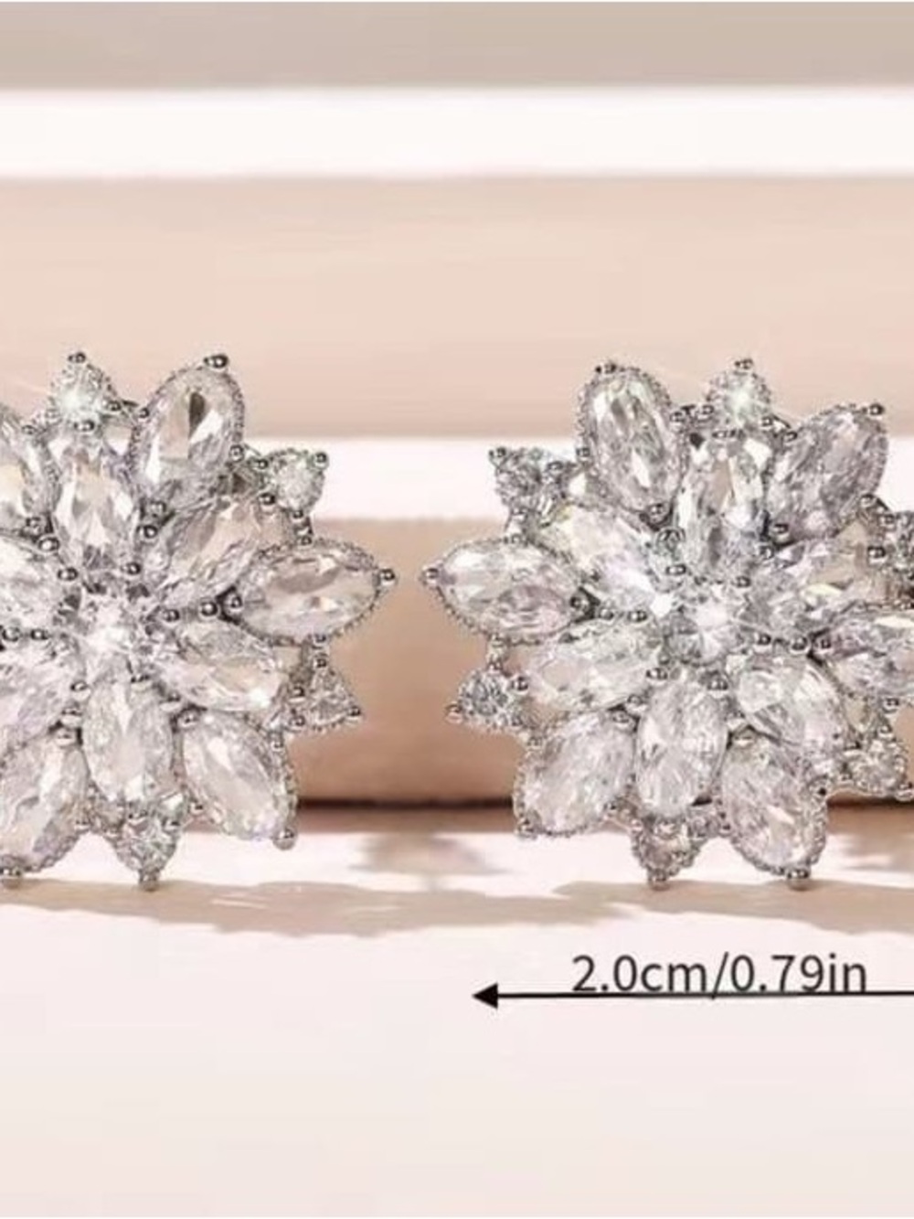 Sparkling White Crystal Flower Stud Earrings - Women Jewelry